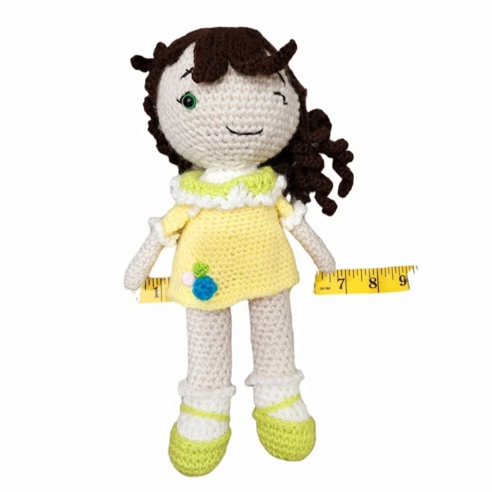 Handcrafted Handmade Amigurumi Crochet Sweet smiley Girl Doll Toy Decor Custom